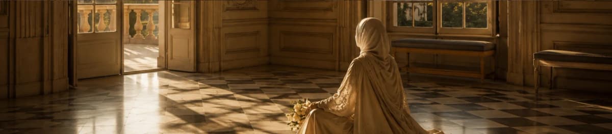 Elegant interior with seated woman